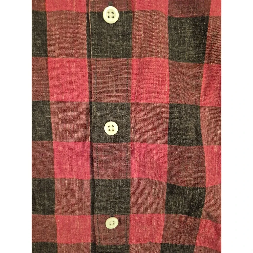 J.Crew Mens XS Slim Fit Buffalo Check Cotton Button Down‎ Shirt Red Grey